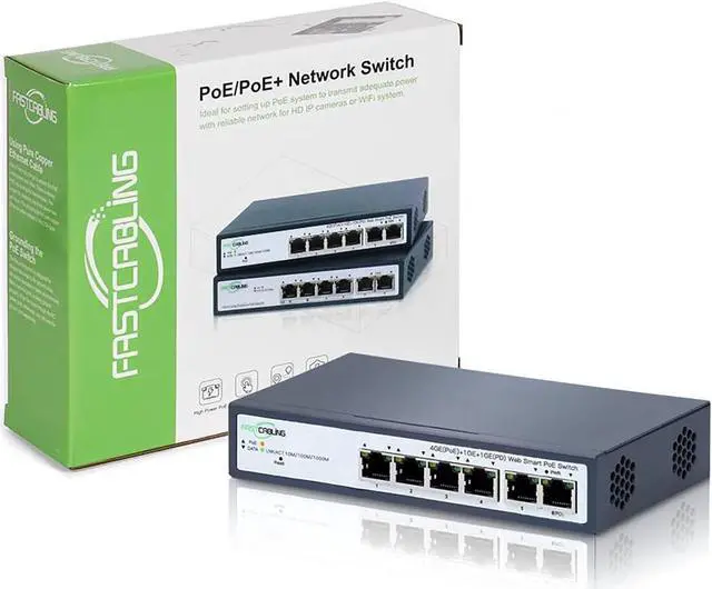 Alt view image 2 of 6 - PoE Passthrough Switch 4 Port, VLAN, QoS, Expand Network Port with Existed Cat5e/Cat6 Cable, Managed 60W PoE Powered Switch, IEEE802.3at/bt