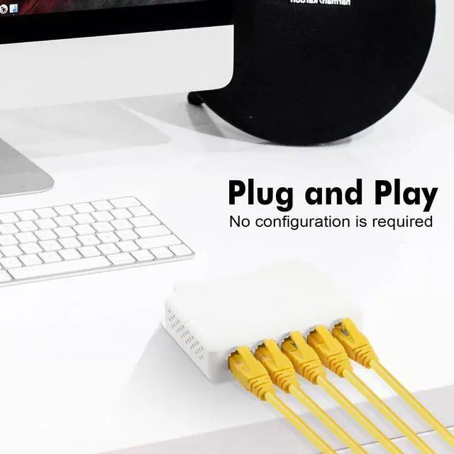 Alt view image 6 of 7 - MokerLink 5 Port PoE Extender, IEEE 802.3 af/at/bt 90W PoE Repeater, 10/100/Mbps, 1 PoE in 4 PoE Out, Wall & Din Rail Mount POE Passthrough Switch