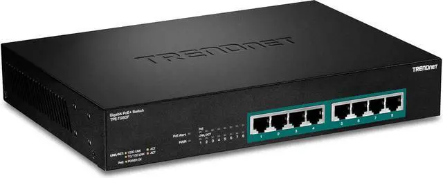 Main image of TRENDnet 8-Port Gigabit Full Power Poe+ Switch, 8 x Gigabit PoE+ Ports, 240W Power Budget, 16Gbps Switching Capacity, Rack Mountable, Ethernet Network Switch, Metal, Lifetime Protection, TPE-TG80F