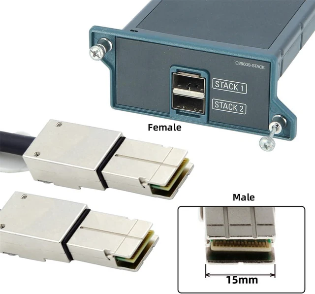 Alt view image 7 of 7 - 20Gbps 40Gbps FlexStack Stacking Cable CAB-STK-E-0.5M Compatible for Catalyst 2960S 2960X 2960XR Networking Switch
