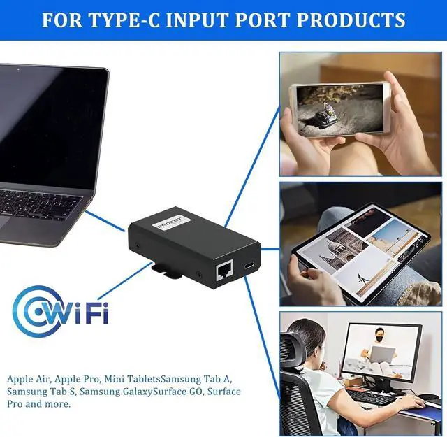 Alt view image 5 of 7 - Procet Gigabit USB c to ethernet poe Splitter,PoE Hat IEEE802.3at PoE+ Input to USBC Device 5V,9V,12V,15V,20V up to 27W,PT-PTC-at poe Splitter Suitable for Computers, MacBook, Google WiFiRaspberry Pi