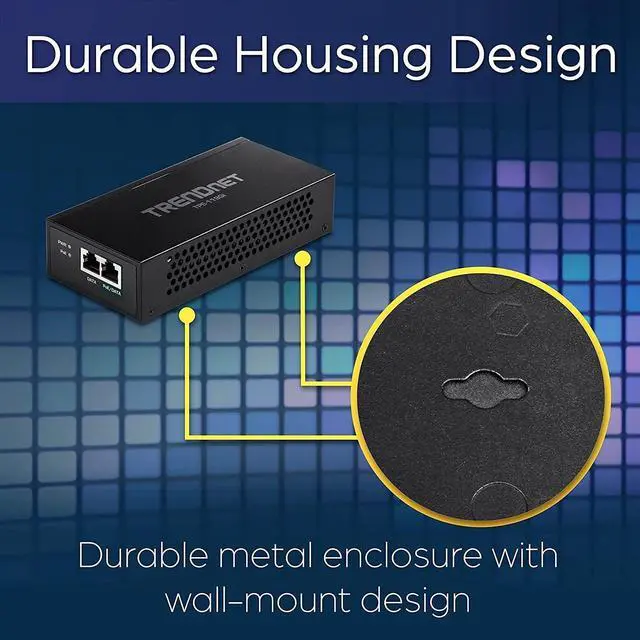 Alt view image 5 of 7 - Gigabit PoE++ Injector, Convert A Non-PoE Port to A PoE++ Gigabit Port, PoE (15.4W), PoE+ (30W), Or PoE++ (95W), Up to 100m (328 ft), Integrated Power Supply, Black, TPE-119GI