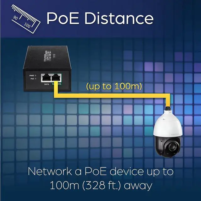 Alt view image 6 of 7 - Gigabit PoE++ Injector, Convert A Non-PoE Port to A PoE++ Gigabit Port, PoE (15.4W), PoE+ (30W), Or PoE++ (95W), Up to 100m (328 ft), Integrated Power Supply, Black, TPE-119GI