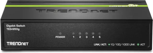 Alt view image 5 of 5 - TRENDnet 5-Port Unmanaged Gigabit Network Ethernet Switch, TEG-S50g, Desktop Ethernet Network Switch, Ethernet Splitter, 5 x Gigabit Ports, 10 Gbps Switching Fabric, Lifetime Protection, Black