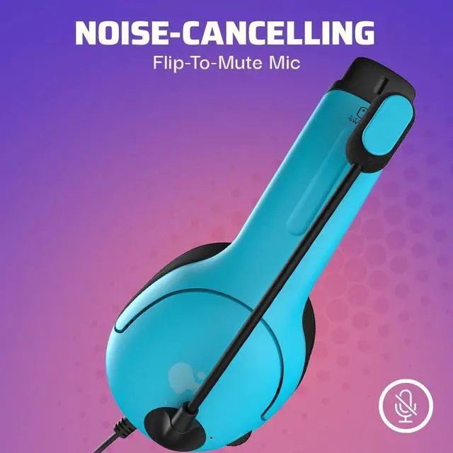 Alt view image 3 of 7 - PDP Gaming LVL40 Airlite Stereo Headset for Nintendo Switch/Lite/OLED - Wired Power Noise Cancelling Microphone, Lightweight Soft Comfort On Ear Headphones (Mario Neon - Red & Blue)