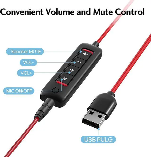 Alt view image 4 of 6 - HROEENOI Premium USB Wired Headset with Noise-Cancelling Microphone, Ideal for PC, Laptop, Zoom Calls, Skype Meetings, Call Centers, and Home Office Use with in-Line Controls for Volume & Mic Mute