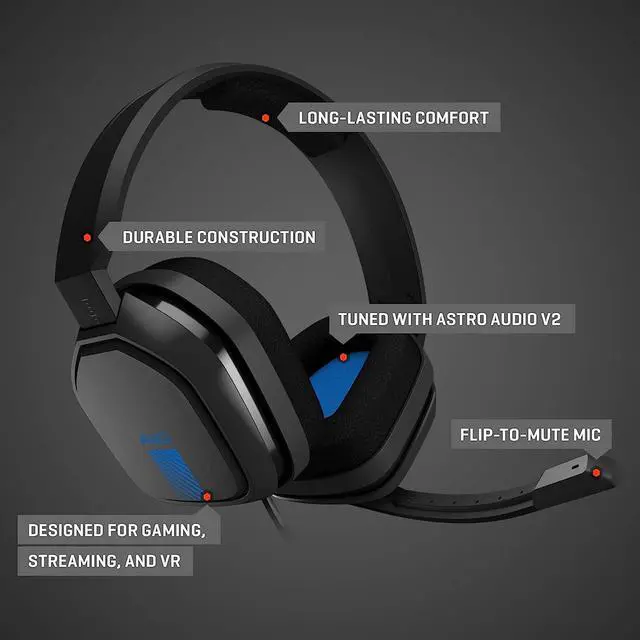 Alt view image 6 of 7 - ASTRO Gaming A10 Wired Gaming Headset, Lightweight and Damage Resistant, ASTRO, 3.5 mm Audio Jack, for Xbox Series X|S, Xbox One, PS5, PS4, Nintendo Switch, PC, Mac- Black/Blue