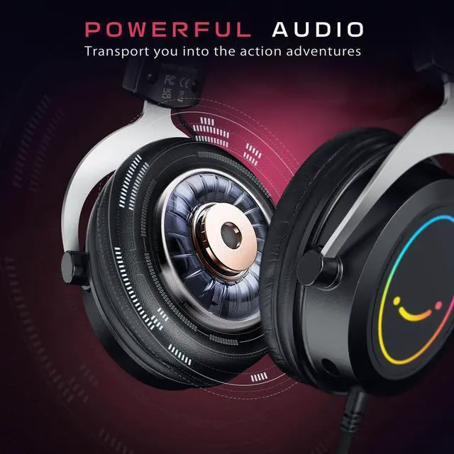 Alt view image 7 of 7 - FIFINE RGB Gaming Headsets,Comfortable Over-Ear Headphones with Microphone,Wired Audio Jack Connection,Leather Passive-Noise-Cancelling Earcups,for PC PS4 PS5 Xbox Gamer Ampligame H3