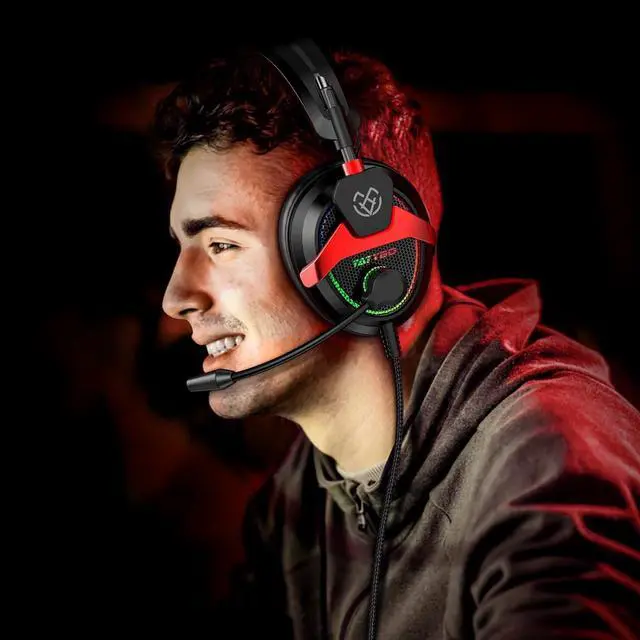 Alt view image 7 of 7 - PC Gaming Headset with Mic for PS5 PS4 Xbox, USB Headset with 7.1 Surround Sound, Wired 3.5mm Headphones, RGB