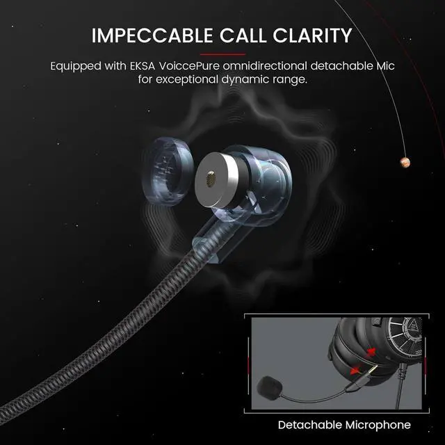 Alt view image 3 of 7 - EKSA StarEngine S Gaming Headset for PC, PS4, PS5, Switch, Xbox One, Xbox Series X/S-Wired Gaming Headphones with Detachable Noise Cancelling Mic, 50mm Drivers, 3.5mm Over-Ear Computer Headphones