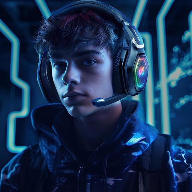 Alt view image 4 of 6 - Ozeino 2.4GHz Wireless Gaming Headset with Microphone, 2.4G USB & Type C Transmitter - 30h Battery Life - RGB Lighting Gaming Headphones for PS5, PS4, PC, Phone