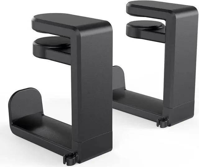 Main image of 2 Pack PC Gaming Headset Headphone Hook Holder Hanger Mount, Headphones Stand with Adjustable & Rotating Arm Clamp, Under Desk Design, Universal Fit, Built in Cable Clip Organizer EURPMASK