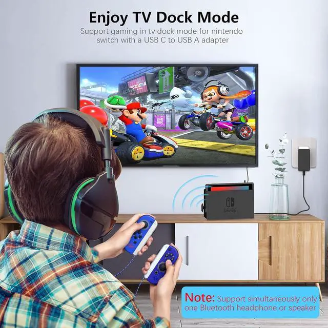 Alt view image 7 of 7 - Thunderobot Bluetooth Adapter for Nintendo Switch/Lite, BT 5.0 Wireless Audio Transmitter with Low Latency USB C to A Converter for Bluetooth Headphone Speakers on PS4 PS5 PC Laptop Airpods