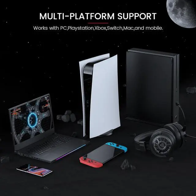Alt view image 6 of 7 - EKSA StarEngine S Gaming Headset, Gaming Headphones for PC, PS4/PS5, Switch, Xbox One/Series X/S & Mobile with Detachable Microphone, 3.5mm Wired Headphone Jack