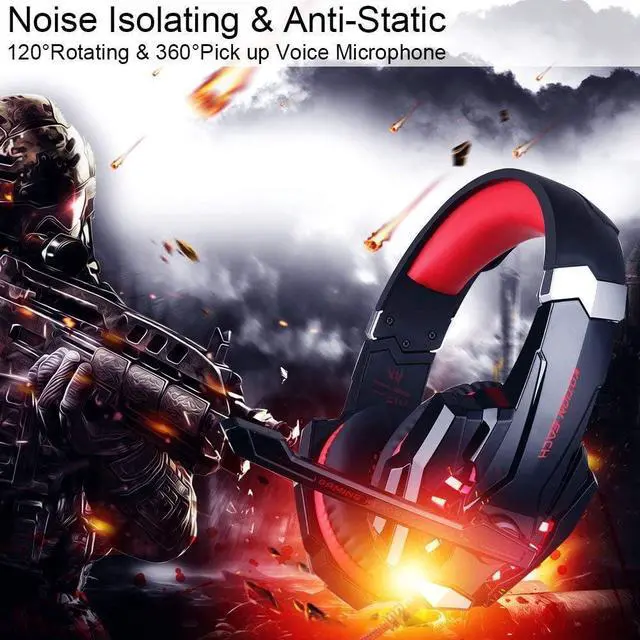 Alt view image 4 of 7 - BlueFire Stereo Gaming Headset for PS4, PS5, PC, Xbox One, Noise Cancelling Over Ear Headphones with Mic, LED Light, Bass Surround, Soft Memory Earmuffs for Laptop Nintendo Switch (Black-Red)