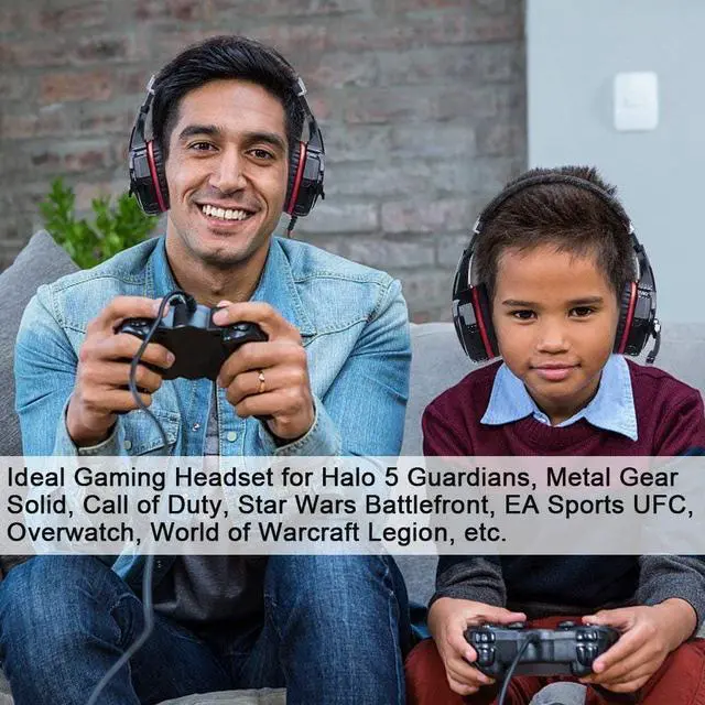 Alt view image 6 of 7 - BlueFire Stereo Gaming Headset for PS4, PS5, PC, Xbox One, Noise Cancelling Over Ear Headphones with Mic, LED Light, Bass Surround, Soft Memory Earmuffs for Laptop Nintendo Switch (Black-Red)