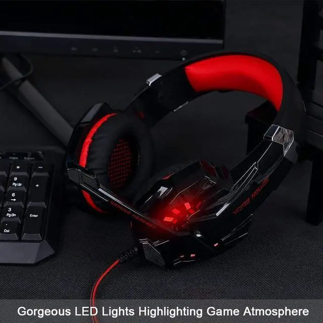 Alt view image 7 of 7 - BlueFire Stereo Gaming Headset for PS4, PS5, PC, Xbox One, Noise Cancelling Over Ear Headphones with Mic, LED Light, Bass Surround, Soft Memory Earmuffs for Laptop Nintendo Switch (Black-Red)