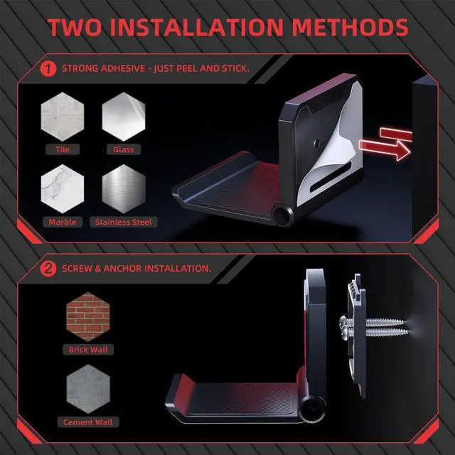Alt view image 3 of 7 - PlayVital 4 Set FOLD Controller Wall Mount for ps5/4, Gaming Headset Stand, Foldable Wall Stand for Xbox Series X/S, Switch Pro, Wall Holder for Xbox Wireless Headset, for Pulse 3D Headset - Black