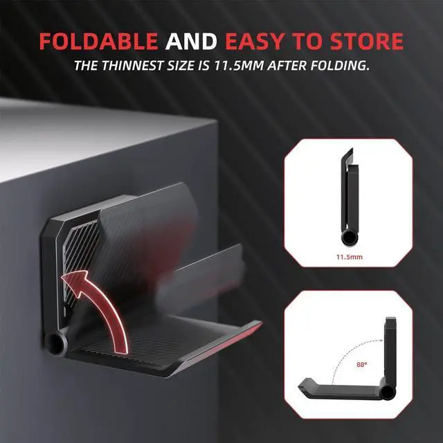 Alt view image 5 of 7 - PlayVital 4 Set FOLD Controller Wall Mount for ps5/4, Gaming Headset Stand, Foldable Wall Stand for Xbox Series X/S, Switch Pro, Wall Holder for Xbox Wireless Headset, for Pulse 3D Headset - Black