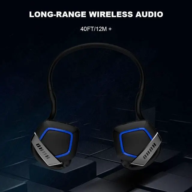 Alt view image 3 of 6 - HUHD Wireless Gaming Headphones for PS5, PS4, PC, Nintendo Switch, Computer with mic - Playstion 5, Switch Wireless Gaming Headset with Detachable & Adjustable Microphone - On-Ear, Foldable, Blue