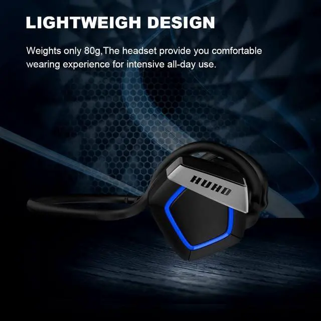 Alt view image 5 of 6 - HUHD Wireless Gaming Headphones for PS5, PS4, PC, Nintendo Switch, Computer with mic - Playstion 5, Switch Wireless Gaming Headset with Detachable & Adjustable Microphone - On-Ear, Foldable, Blue