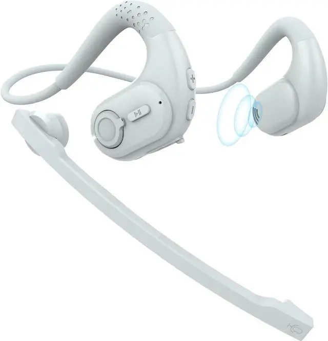 Main image of iDIGMALL Bluetooth 5.3 Headset Wireless Eabuds w/Noise Canceling Removable Boom Microphone for Phone PC Laptop, Open Ear Headphone for Office Meeting Home Work Running, Ultra-Light & Comfort, 12H