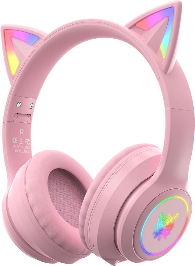 Main image of ONITOON Cat Ear Bluetooth Headphones with Micphone for Kids & Adults, LED Light Up Wireless HI-FI Sound Quality, Over-Ear Headphones with Volume Control for iPhone/iPad/Laptop/PC(55H Play Time)
