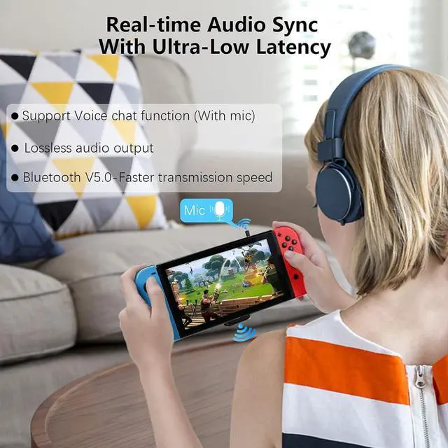Alt view image 3 of 7 - Thunderobot Bluetooth Adapter for Nintendo Switch/Lite, BT 5.0 Wireless Audio Transmitter with Low Latency USB C to A Converter for Bluetooth Headphone Speakers on PS4 PS5 PC Laptop Airpods