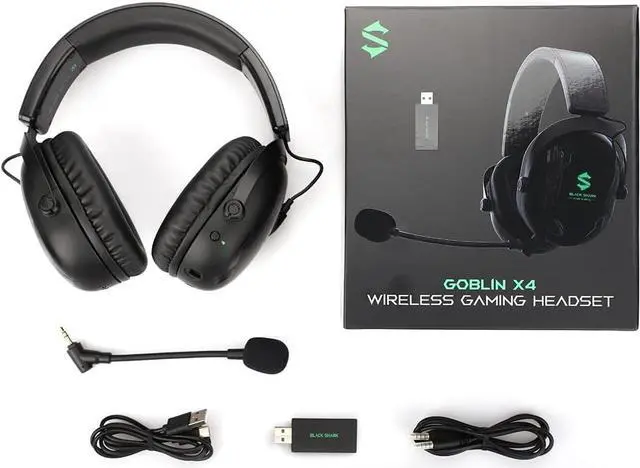 Alt view image 7 of 7 - Black Shark Wireless Gaming Headset with Microphone, Bluetooth Xbox Headphone - Fast Connection, No Delay - 2.4GHz USB Headphone with Over Ear Memory Foam for PC, PS5, PS4, Xbox