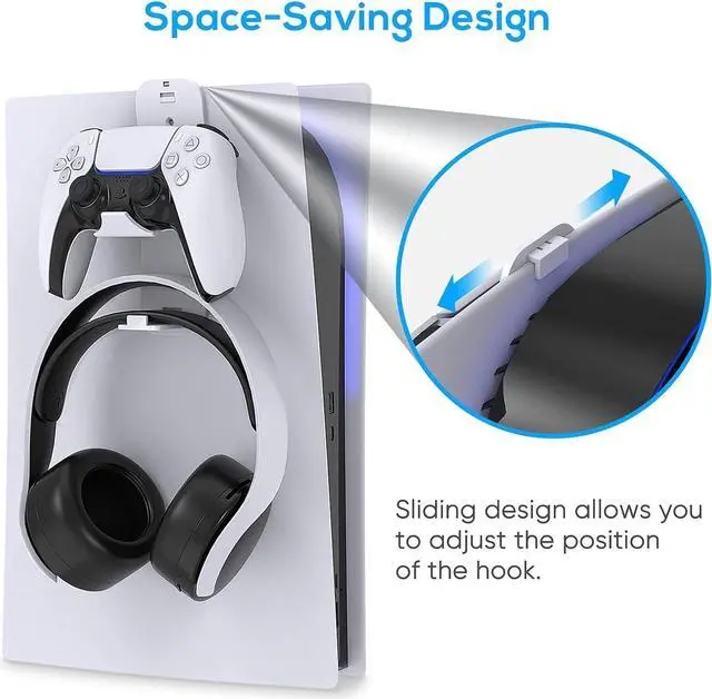 Alt view image 2 of 6 - Hanger Holder for PS5/PS5 Slim/ PS5 Pro, for PS5 Controller and Headphone Stand for Xbox Series X, for Xbox one, for PS5 Slim/PS5 Pro,for PS4/Switch, Steam & More, Stay Organized No Screws