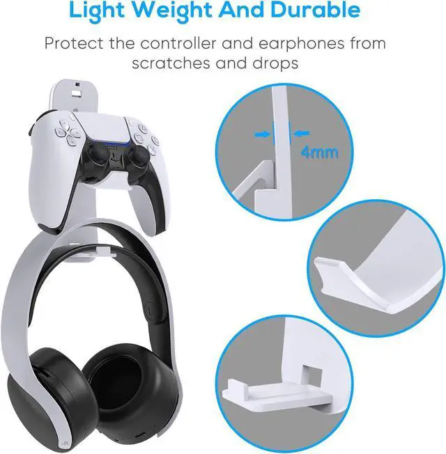 Alt view image 3 of 6 - Hanger Holder for PS5/PS5 Slim/ PS5 Pro, for PS5 Controller and Headphone Stand for Xbox Series X, for Xbox one, for PS5 Slim/PS5 Pro,for PS4/Switch, Steam & More, Stay Organized No Screws