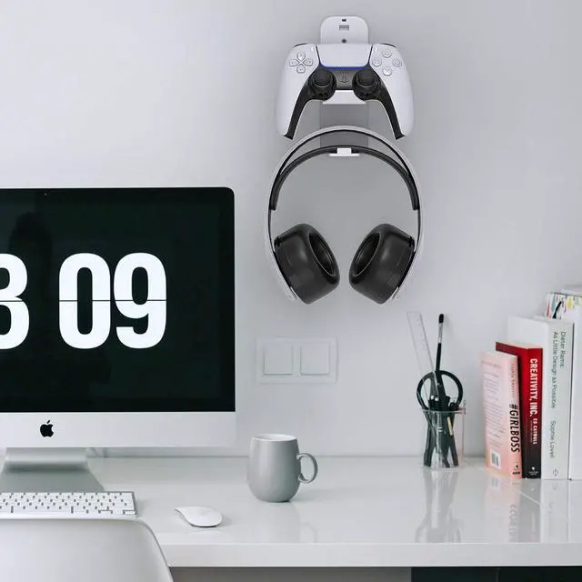 Alt view image 5 of 6 - Hanger Holder for PS5/PS5 Slim/ PS5 Pro, for PS5 Controller and Headphone Stand for Xbox Series X, for Xbox one, for PS5 Slim/PS5 Pro,for PS4/Switch, Steam & More, Stay Organized No Screws