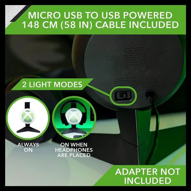 Alt view image 3 of 7 - Paladone Xbox Headset Stand Light - Officially Licensed Ear Phone Holder for Gaming Set Up, Gift for Gamer, USB Powered