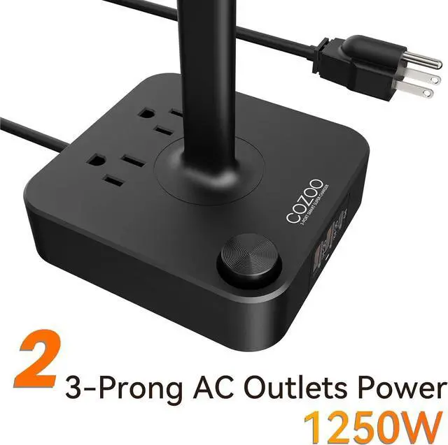 Alt view image 4 of 7 - COZOO Headphone Stand with USB Charger Desktop Gaming Headset Holder Hanger with 3 USB Charging Station and 2 Outlets Power Strip,Suitable for Gaming, DJ,Wireless Earphone Display, Gamer Gifts for Men