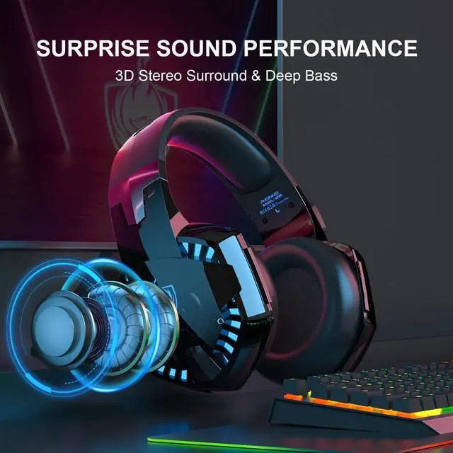 Alt view image 3 of 7 - PC Gaming Headset, G2000 Stereo Gaming Headset for PS4 Xbox One PS5 Nintendo Controller, Over Ear Headphones with Noise Cancelling Mic, Bass Surround, Laptop Tablet Games
