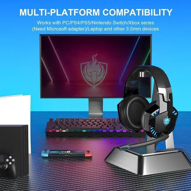 Alt view image 6 of 7 - PC Gaming Headset, G2000 Stereo Gaming Headset for PS4 Xbox One PS5 Nintendo Controller, Over Ear Headphones with Noise Cancelling Mic, Bass Surround, Laptop Tablet Games