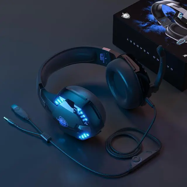 Alt view image 7 of 7 - PC Gaming Headset, G2000 Stereo Gaming Headset for PS4 Xbox One PS5 Nintendo Controller, Over Ear Headphones with Noise Cancelling Mic, Bass Surround, Laptop Tablet Games