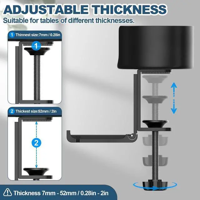 Alt view image 6 of 7 - POWNEW 2 in 1 Desk Cup Holder with Headphone Hanger Gaming Accessories, Universal Adjustable & Foldable Upgraded Arm Clamp Stand for Coffee Mugs, Water Bottles, Headphones.