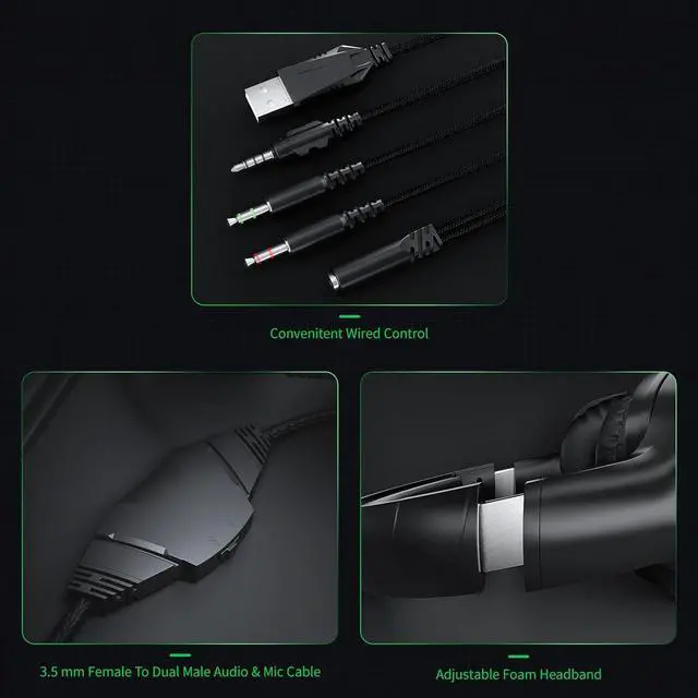 Alt view image 5 of 7 - Black Shark Wired Headphones Bendable Ultra Clear Microphone On Ear Headsets, 50MM Dynamic Drivers Deep Bass in Line Control Gaming Earphones for Xbox/Switch/PS4/PS5/Computer