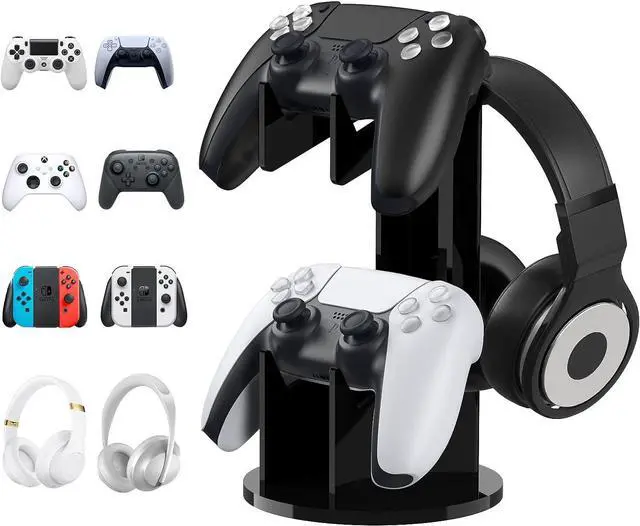 Main image of MoKo Universal Stand for Game Controller and Headset Stand, 2 in 1 Game Controller Support Holder Storage Organizer for Switch/Switch 2, ps5, ps4, Xbox One, Xbox Series, Gaming Accessories, Black