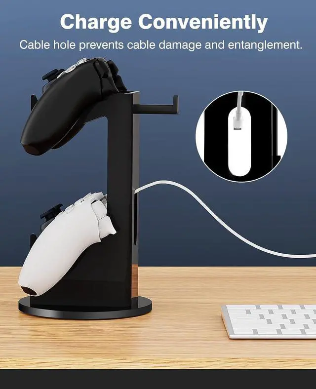 Alt view image 4 of 7 - MoKo Universal Stand for Game Controller and Headset Stand, 2 in 1 Game Controller Support Holder Storage Organizer for Switch/Switch 2, ps5, ps4, Xbox One, Xbox Series, Gaming Accessories, Black