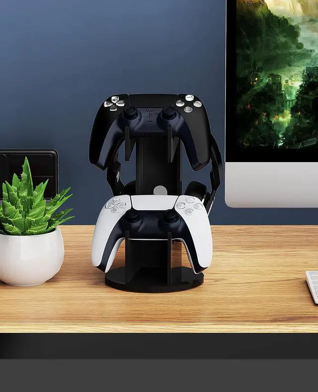 Alt view image 7 of 7 - MoKo Universal Stand for Game Controller and Headset Stand, 2 in 1 Game Controller Support Holder Storage Organizer for Switch/Switch 2, ps5, ps4, Xbox One, Xbox Series, Gaming Accessories, Black