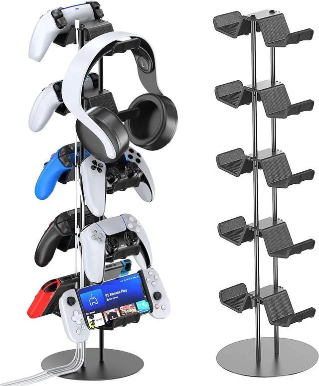 Main image of Kytok Gamer Gifts, Headset Stand 5 Tiers with Cable Organizer, Controller Stand Compatible with PS5/Xbox/Nintendo Switch/PS Portal/PS4, Headset Holder & Controller Holder for 10 Packs Controller