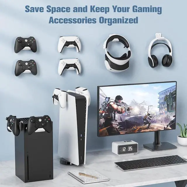 Alt view image 2 of 7 - KUNSLUCK 8 Pack Controller Wall Mount for PS5, Xbox, Switch Controller, Wall Mount Stand for Controller&Headset