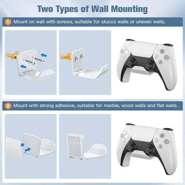 Alt view image 4 of 7 - KUNSLUCK 8 Pack Controller Wall Mount for PS5, Xbox, Switch Controller, Wall Mount Stand for Controller&Headset