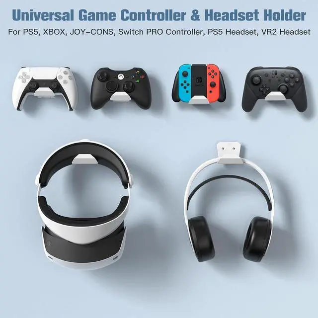 Alt view image 5 of 7 - KUNSLUCK 8 Pack Controller Wall Mount for PS5, Xbox, Switch Controller, Wall Mount Stand for Controller&Headset