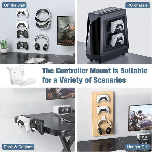 Alt view image 7 of 7 - KUNSLUCK 8 Pack Controller Wall Mount for PS5, Xbox, Switch Controller, Wall Mount Stand for Controller&Headset