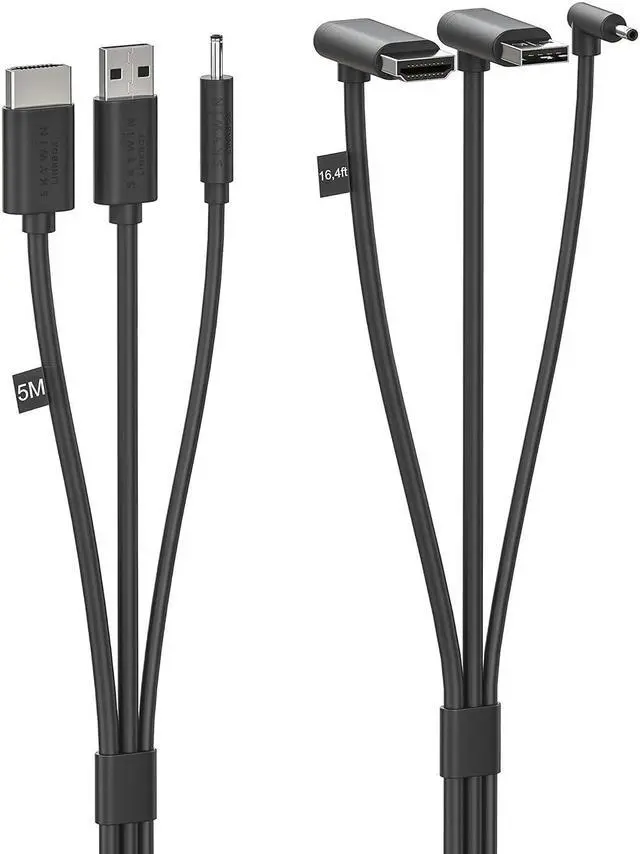 Alt view image 2 of 6 - Skywin 3-in-1 Flat HTC Vive Compatible Cable - Replacement for HTC Vive 3 in 1 HDMI+USB+DC 5 Meter Flat Cable for Linkbox and Headset Connection (16 Foot)