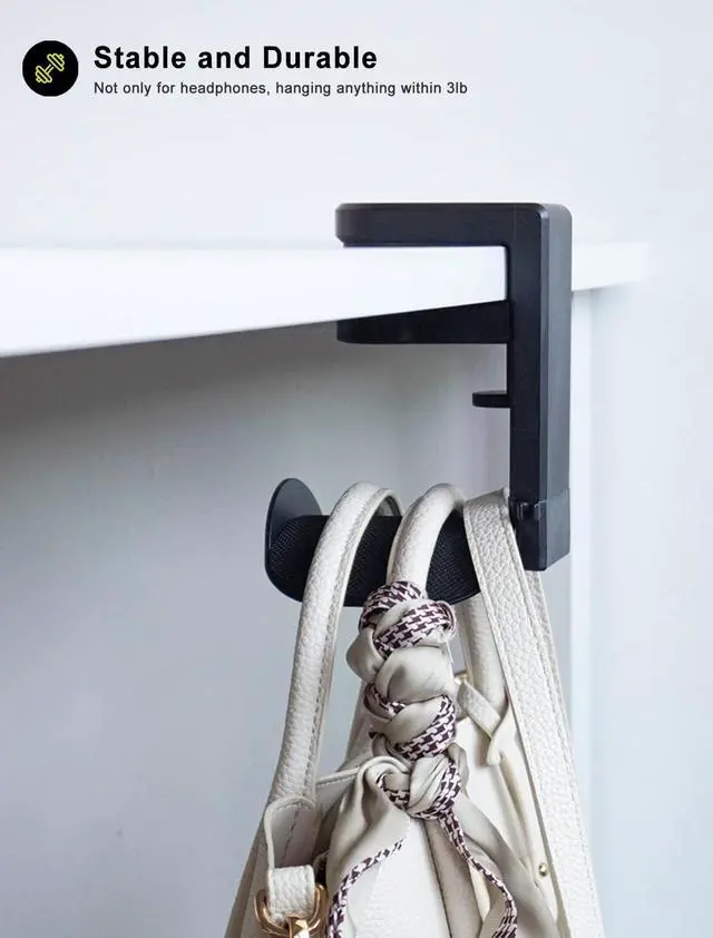 Alt view image 7 of 7 - ETOWIFA Headphone Holder Hanger Upgraded with Rotating & Adjustable Clamp for Controller & Headphones, Headset Stand Under Desk Hook Mount Built in Cable Clip