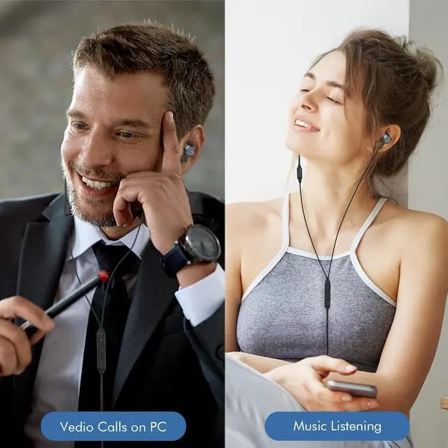 Alt view image 6 of 7 - GEVO USB Earbuds with Microphone for PC Laptop, Wired USB Computer in-Ear Headphone 2M/6.6FT Wired Earphones with Volume Controls & Mute Fuction Noise Cancelling Mic for Office Live Gaming Headset
